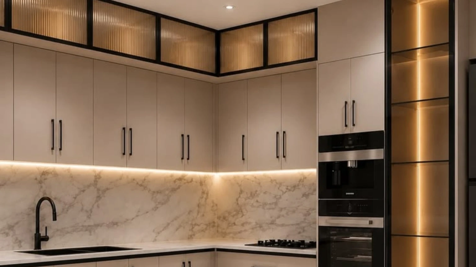 Finished L-shaped kitchen interior